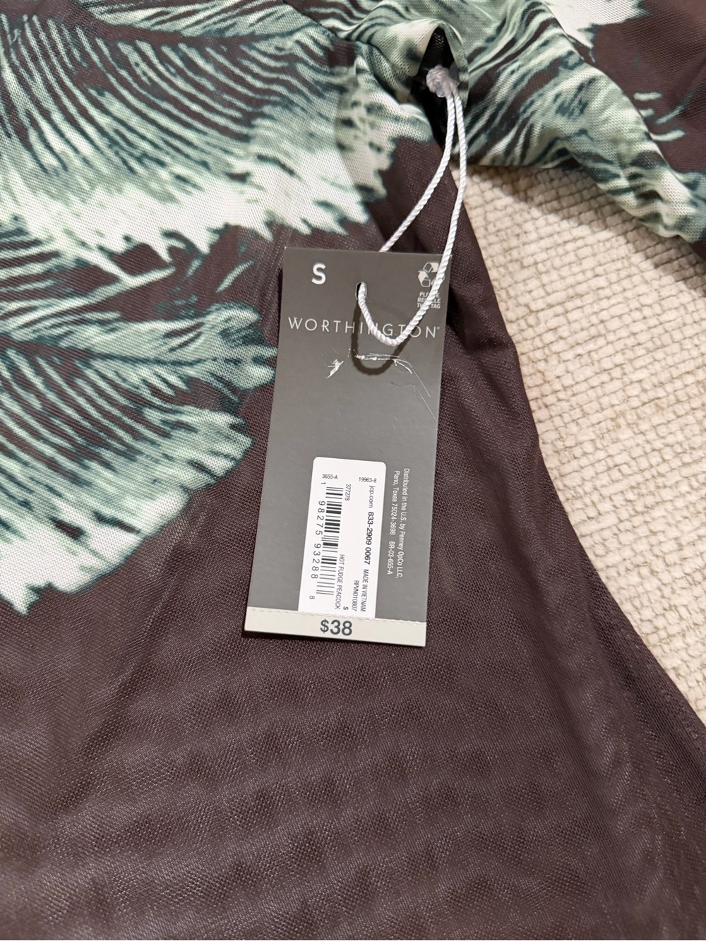 Worthington Green Palm-Print Skirt and Top set NWT - Picture 6 of 7